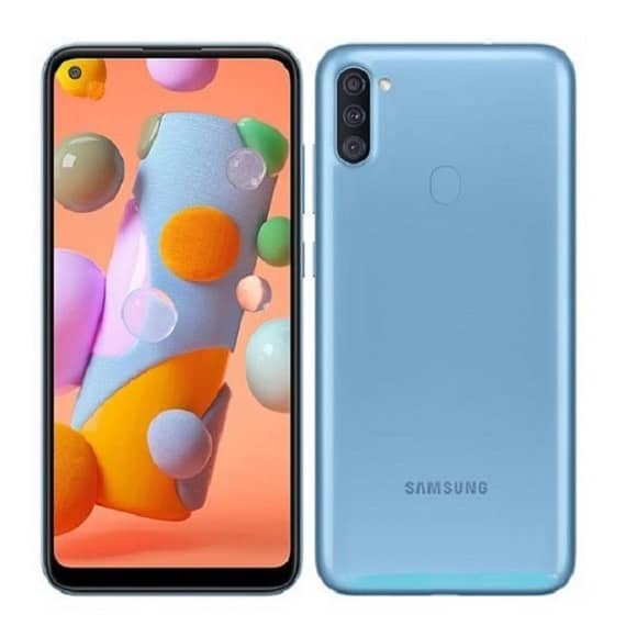 This is a blue Samsung Galaxy A11 Smartphone