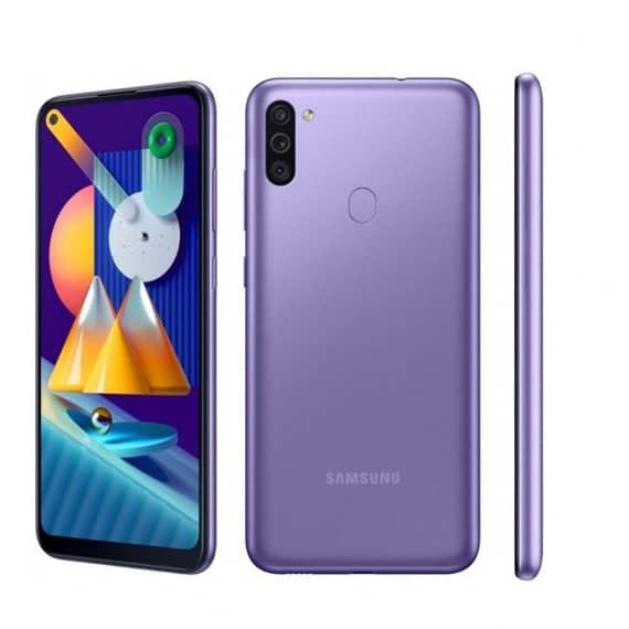 This is a violet Samsung Galaxy M11