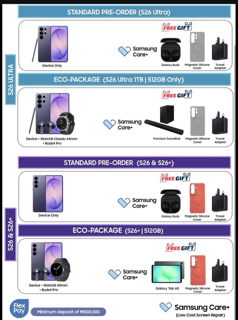 Pre Order samsung galaxy S26 Gift items